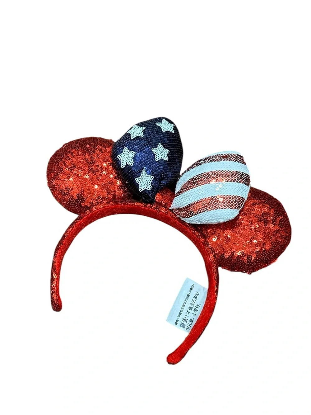 Disney Original Sequin Red Minnie Ears Headband with Patriotic Bow